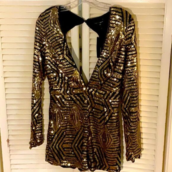 WOW 🤩 NWT Flashy Ways Romper by Fashion Nova. Dance 🪩 💃 🌙 Away! - Picture 1 of 16